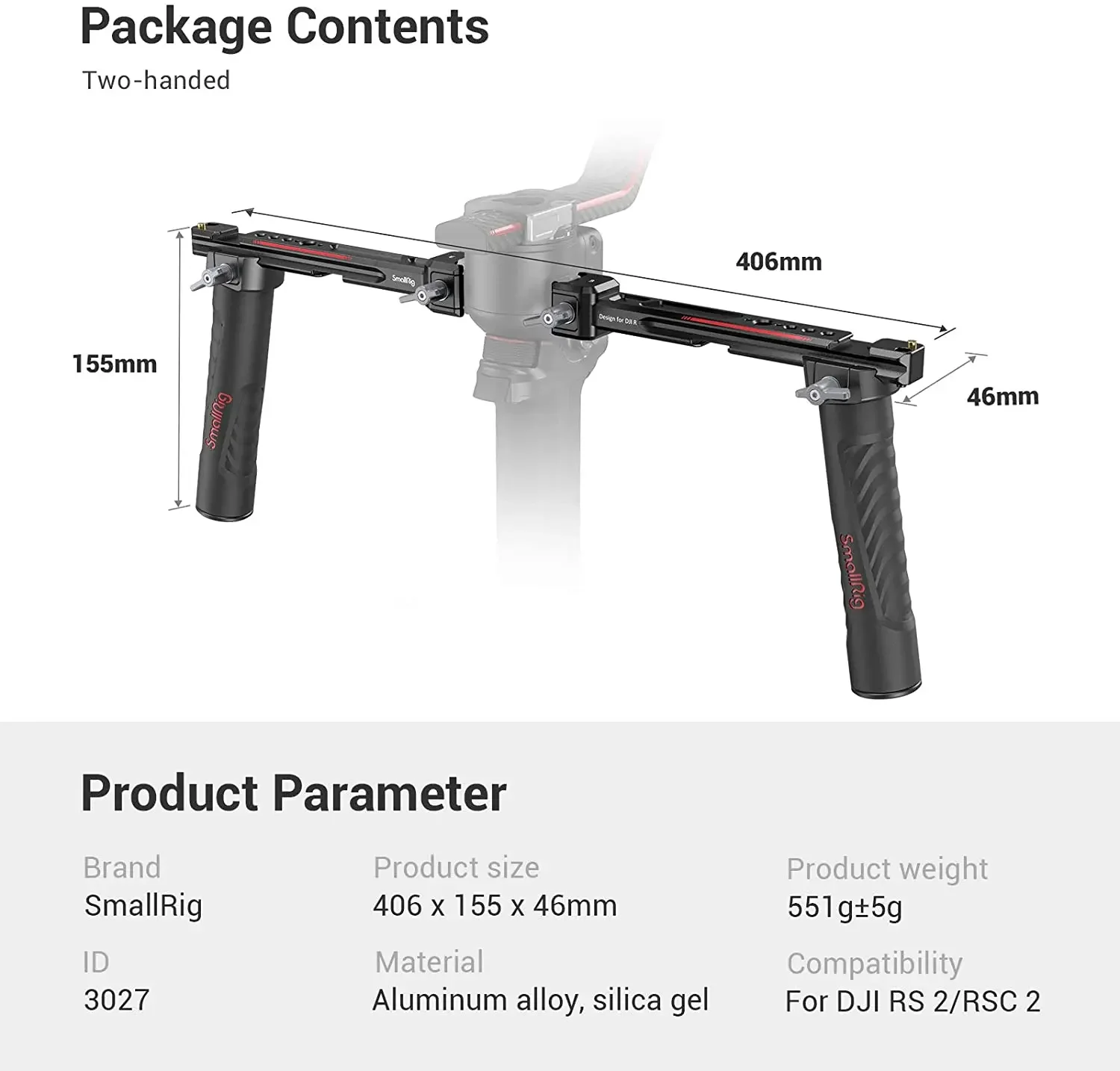 Adjustable Monitor Mount - SmallRig 3027 Verstelbare Dubbele Handgreep voor