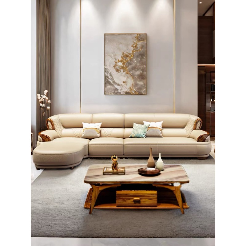 Office Furniture Luxury - Nieuwe ebbenhouten lederen hoekbank in Chinese
