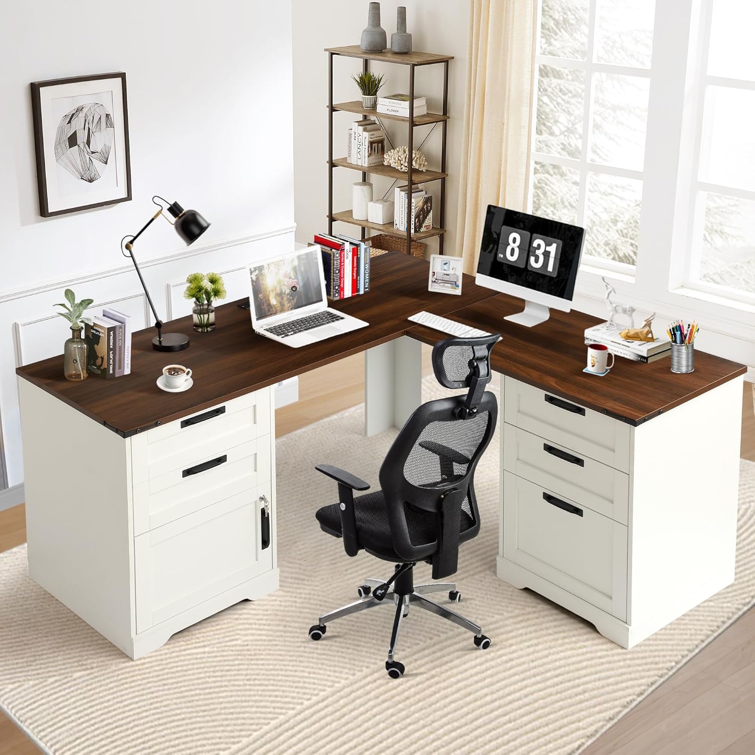 L-vormig directiebureau met af - Office Furniture Filing Cabinets recensie en prijs
