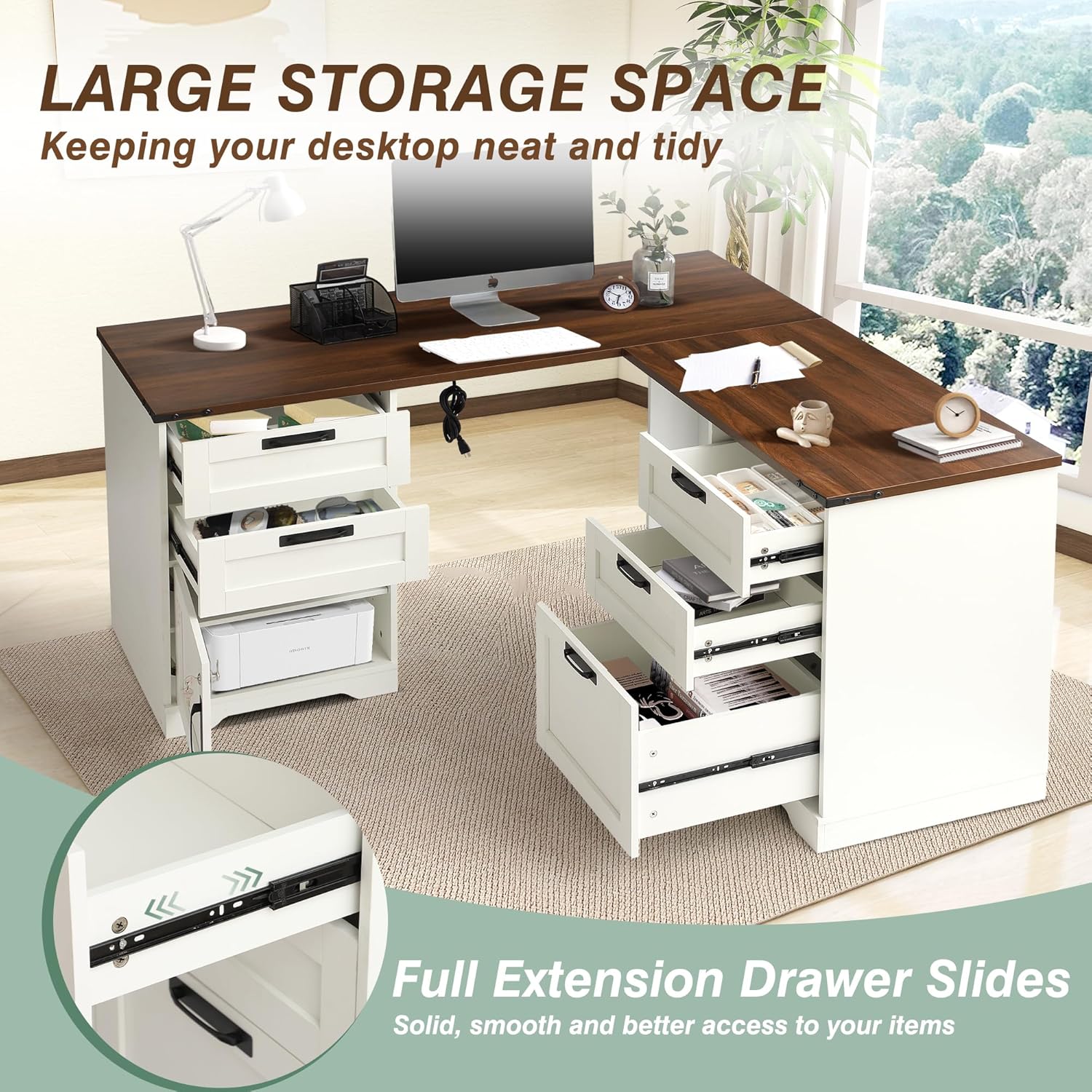 L-vormig directiebureau met af - Office Furniture Filing Cabinets recensie en prijs