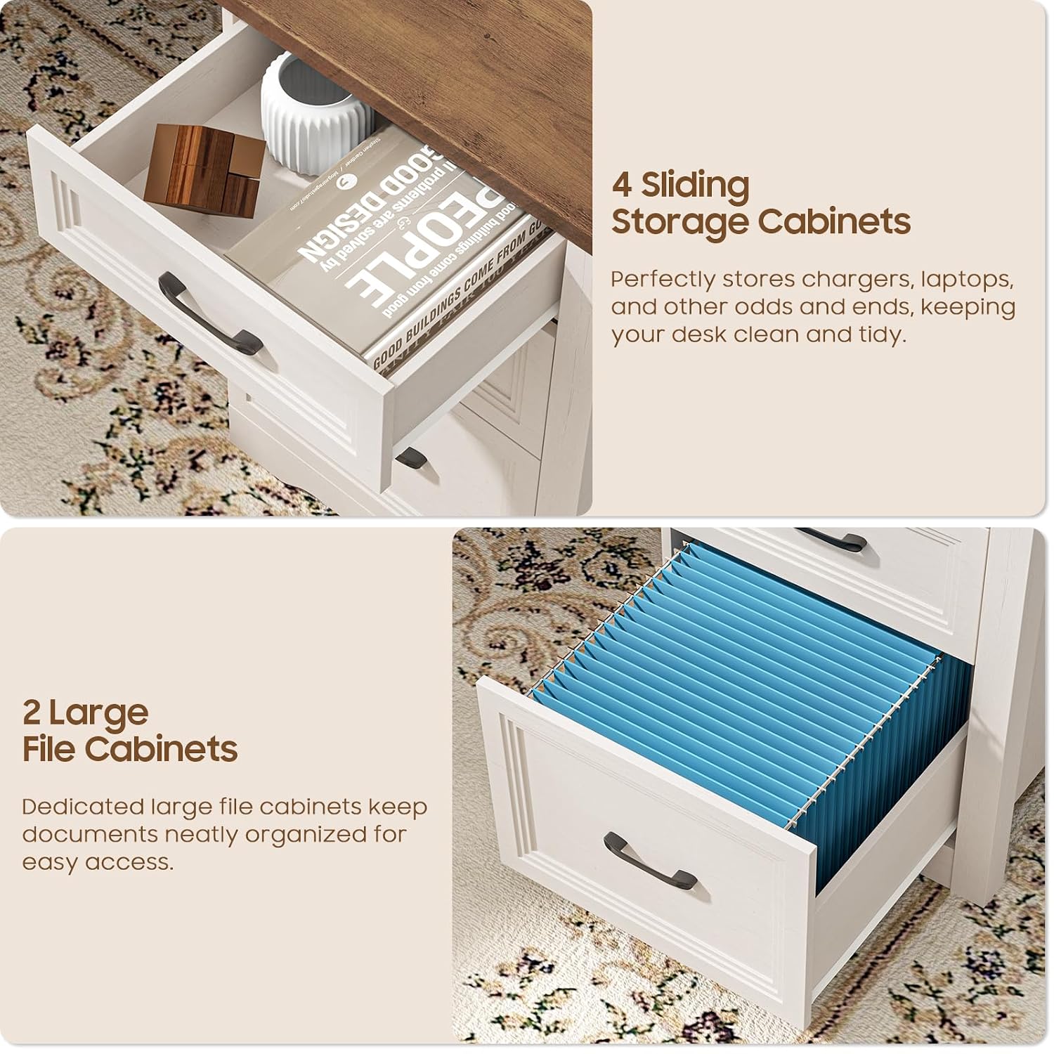 Houten L-vormig directiebureau - Office Furniture Filing Cabinets recensie en prijs