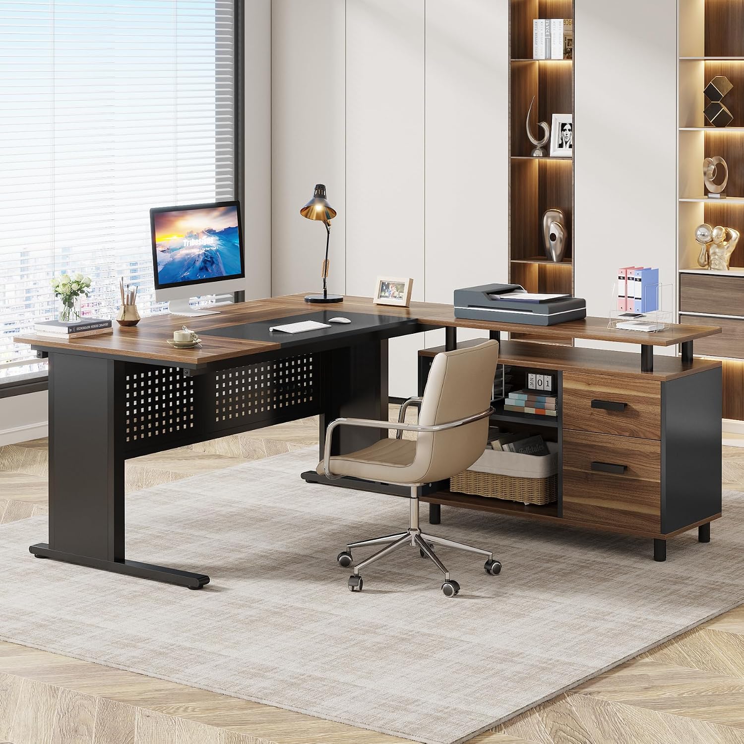 63 inch L-vormig directieburea - Office Furniture Filing Cabinets recensie en prijs