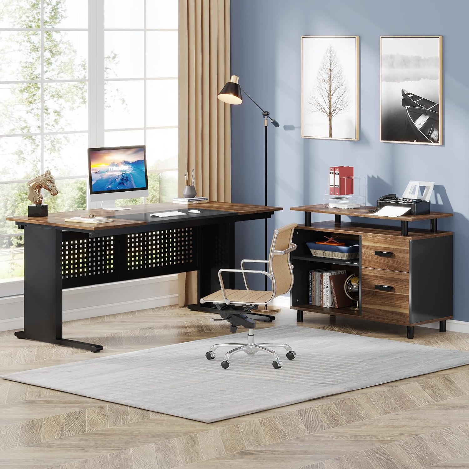 63 inch L-vormig directieburea - Office Furniture Filing Cabinets recensie en prijs